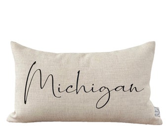 Personalized State Pillow, Lumbar Pillow, 12x20 Pillow, Realtor Gift, Housewarming Gift,New Homeowner Gift, Throw Pillow, New House Gift,