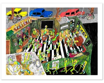 Affiche Loophole sur papier mat, célèbre boîte de nuit berlinoise avec tous ses personnages