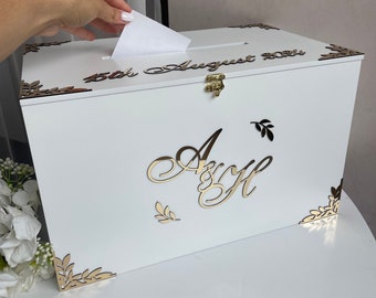 Personalised Wedding Big Card Box, Boho Wedding Post Box, Wedding Money Box, Rustic Wedding Decor, Custom Wedding Card Box