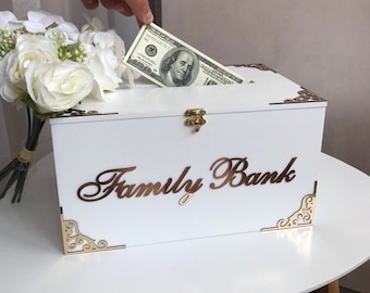 Personalized card box for wedding, new family gift idea, wooden memory box, couple gifts idea, wedding keepsake box, custom decor