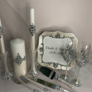 Cake Cutting Set Wedding Toasting Flutes Cake Knife and Cutter Wedding Personalized serving set wedding party glasses wedding glasses set