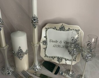 Cake Cutting Set Wedding Toasting Flutes Cake Knife and Cutter Wedding Personalized serving set wedding party glasses wedding glasses set