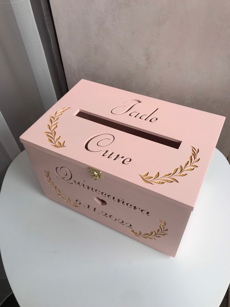 Personalised Quinceañera Pink Card Box Boho Post Box Money Etsy