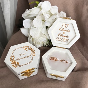 Wedding Ring Box, Engagement Ring Box, Ring Bearer Box, Wooden Box, Personalized Box, Ring Box, wedding ring pad, rings, jewelry box, white