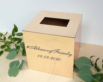 Personalised Wedding Card Box, Gold Wedding Post Box, Wedding Money Box, Rustic Wedding Decor, Custom Wedding Card Box