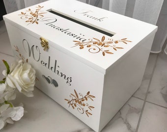 Personalised Wedding Card Box, Boho Wedding Post Box, Wedding Money Box, Rustic Wedding Decor, Custom Wedding Card Box