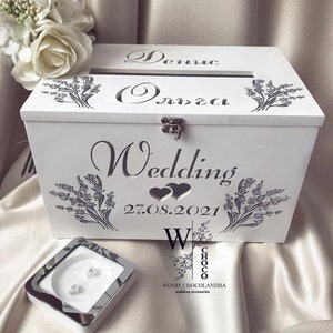 Contenedor de madera para bodas para deseos, decoración de buzón, caja para despedida de soltera, regalo para pareja, idea de regalos de boda, caja clásica para tarjetas de boda