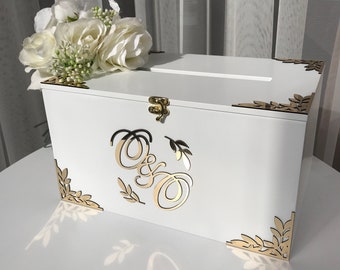 Caja de tarjetas de boda personalizada, caja de correos de boda boho, caja de dinero de boda, decoración de boda rústica, caja de tarjetas de boda personalizada