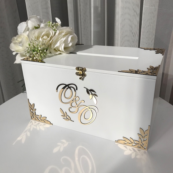 Boîte personnalisée pour cartes de mariage, boîte aux lettres de mariage bohème, tirelire mariage, décoration de mariage rustique, boîte pour cartes de mariage personnalisée