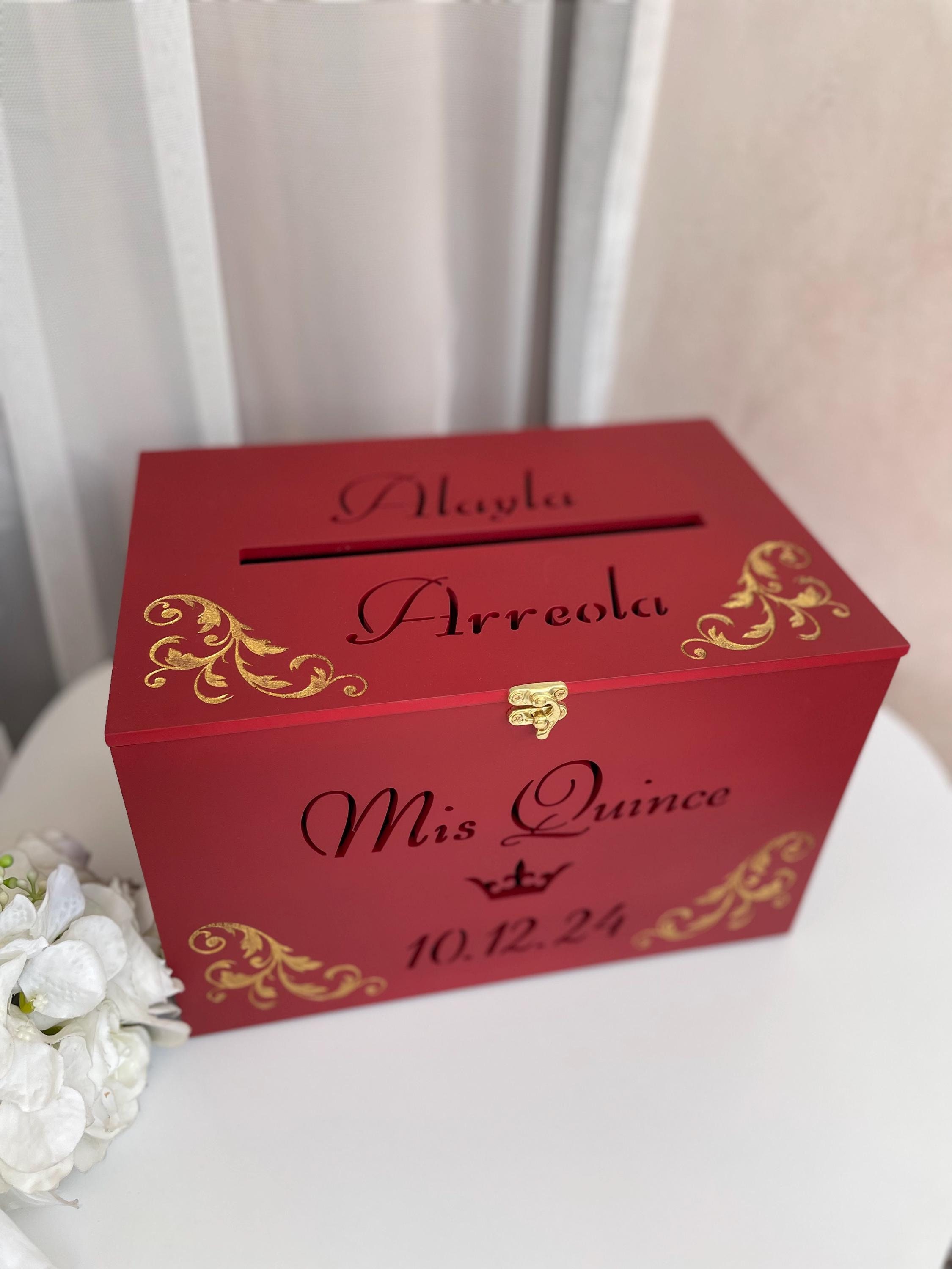 Personalised Quinceañera Red Card Box, Boho Post Box, Money Box