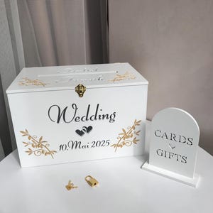 Boîte souvenir en bois gravée blanche, plaque souvenir de mariage, boîte pour cartes de mariage personnalisée, boîte souvenir de mariage bohème, décorations de mariage
