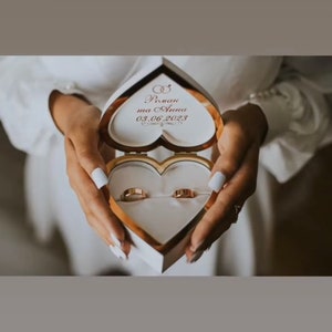 Scatola per fedi nuziali a forma di cuore, scatola rustica per fedi, scatola per fedi nuziali, scatola personalizzata, scatola per fedi in legno, scatola per anelli a forma di cuore