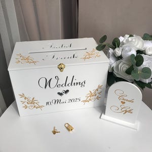 Boîte à souvenirs en bois bohème, plaque de mariage gravée, tirelire de mariage, boîte à souvenirs de mariage personnalisée, décorations de mariage, nouveau cadeau de famille