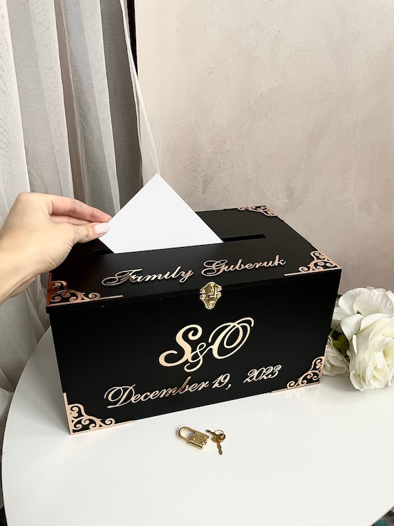 Gothic wedding card box, wedding money box, wooden memory box, card box with slot, letter box decor, wedding post box, couple gifts idea