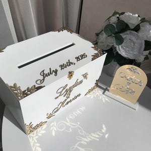 Tirelire de mariage bohème, boîte à souvenirs en bois, boîte à souvenirs en bois et ensemble de panneaux de mariage, boîte à cartes de mariage personnalisée, récipient pour voeux