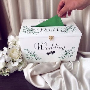 Caja de dinero de boda grabada, caja de tarjetas de boda, caja de despedida de soltera, decoración de boda rústica, caja de recuerdos de madera, caja de tarjetas con ranura, idea de regalo para pareja