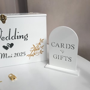 Boîte pour cartes de mariage, boîte à souvenirs de mariage en bois, boîte à souvenirs en bois et plaque de mariage, récipient pour voeux, décorations de mariage