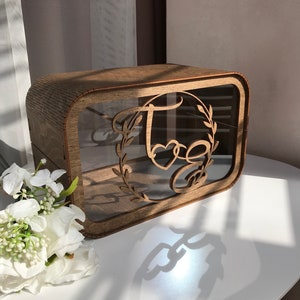 Caja de madera para deseos de boda, caja de recuerdos de boda, caja de madera personalizada para recuerdos, caja para tarjetas de boda, regalo de boda personalizado, decoraciones de boda