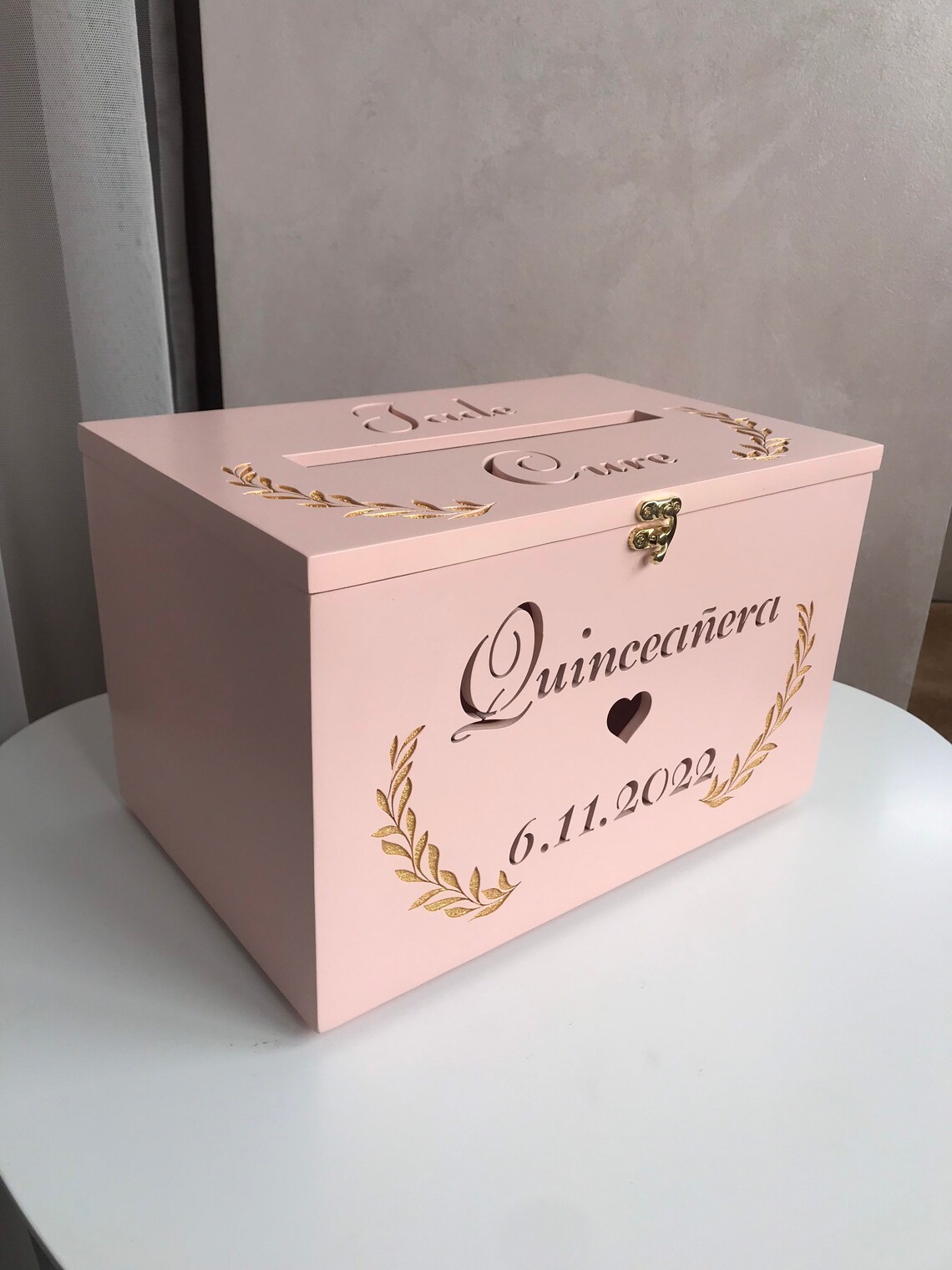 Personalised Quinceañera Pink Card Box Boho Post Box Money Etsy