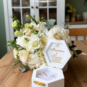 Wedding Ring Box, Engagement Ring Box, Ring Bearer Box, Wooden Box, Personalized Box, Ring Box, wedding ring pad, rings, jewelry box, white