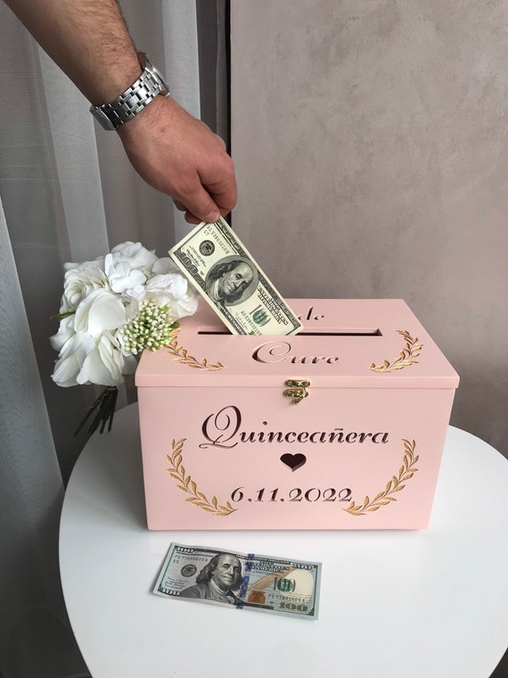 Personalised Quinceañera Pink Card Box Boho Post Box Money Etsy