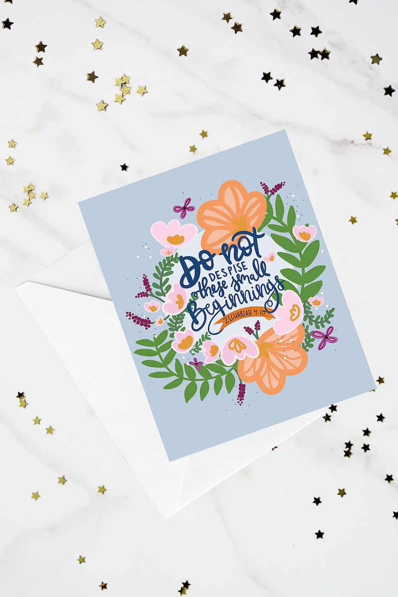 Encouragement Card Zechariah 4 10 Affirmation Card Scripture Card Graduation Card Bible Verse Card Friendship Card New Job Card