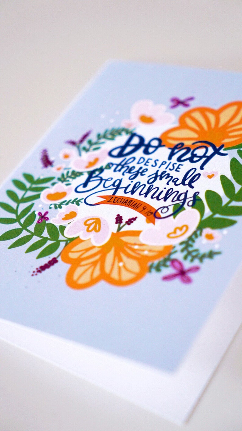 Encouragement Card Zechariah 4 10 Affirmation Card Scripture Card Graduation Card Bible Verse Card Friendship Card New Job Card