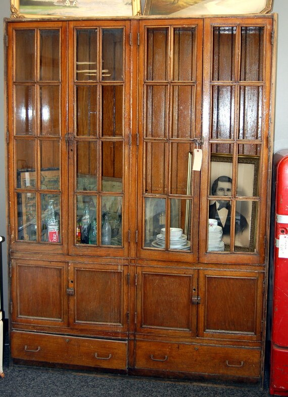 Antique 1900s Oak Built In Cabinet From A Detroit Public Etsy