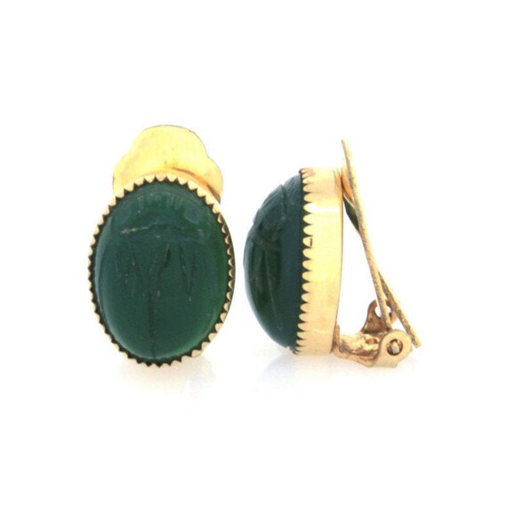 Gold Filled Green Stone Clip On Earrings (4788)