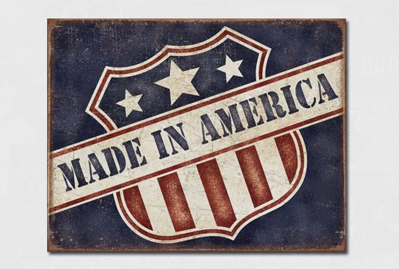 Made in America metal tin sign vintage wall decor garage shop Etsy