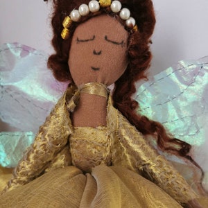 Christmas fairy tree topper, Christmas decor, tree decoration, fairy doll, artcloth fairy doll