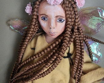 Needle Felted Fairy Art Doll, Poseable Soft Sculpture, Home Decor