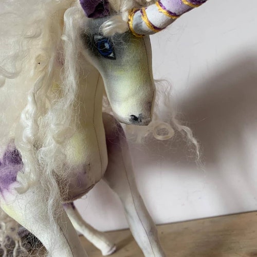 Unicorn softsculpture, cloth doll, art doll, fantasy creature, collectors heirloom, magical unicorn, shops home decor