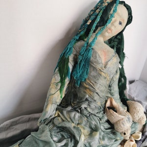 Seawitch, mermaid, softsculpture, art doll, recycled figure, home decor, nostalgic doll, art, collectors doll, ooak doll, authors doll image 7