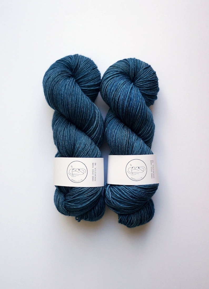 Hand Dyed Yarn Fingering Sock Weight Inky Depths