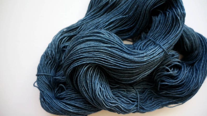 Hand Dyed Yarn Fingering Sock Weight Inky Depths