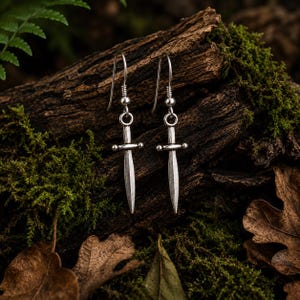 Little Daggers — Silver Dagger Dangle Earrings