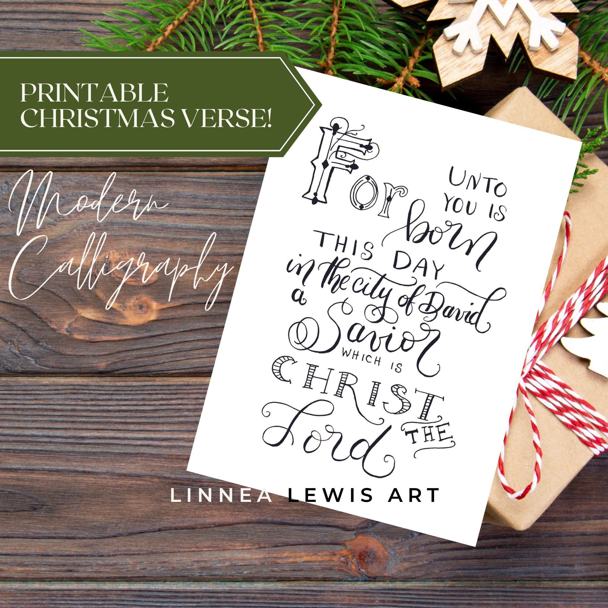 printable-scripture-print-8x10-christmas-for-unto-you-is-born-this-day-scripture-card-hand-lettered-modern-calligraphy-black-white-etsy
