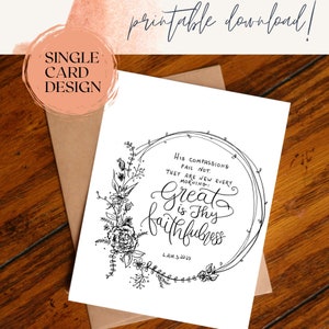 PRINTABLE Note Card, Great is Thy Faithfulness, New Every Morning ...