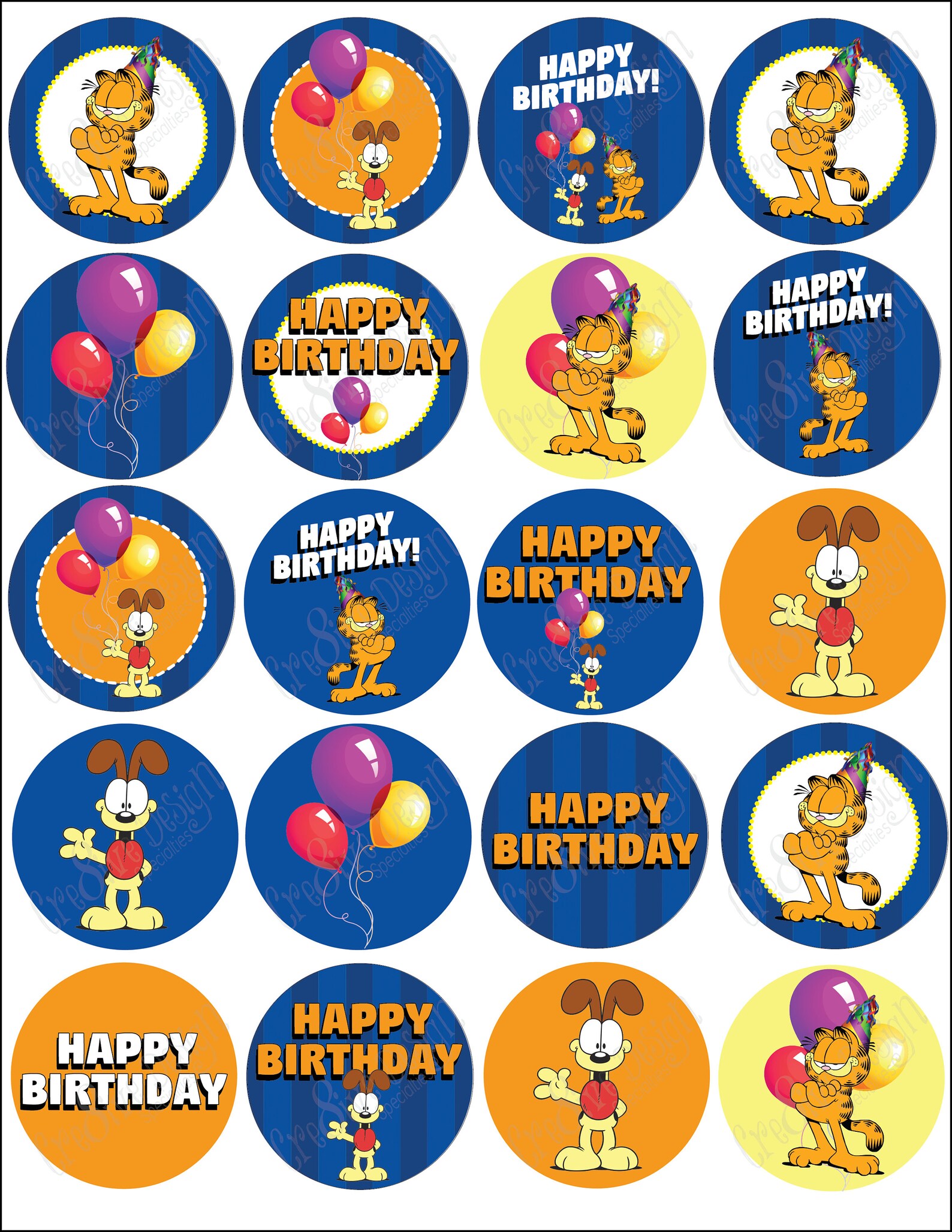 GARFIELD Cupcake Toppers Garfield Birthday Garfield Party Etsy