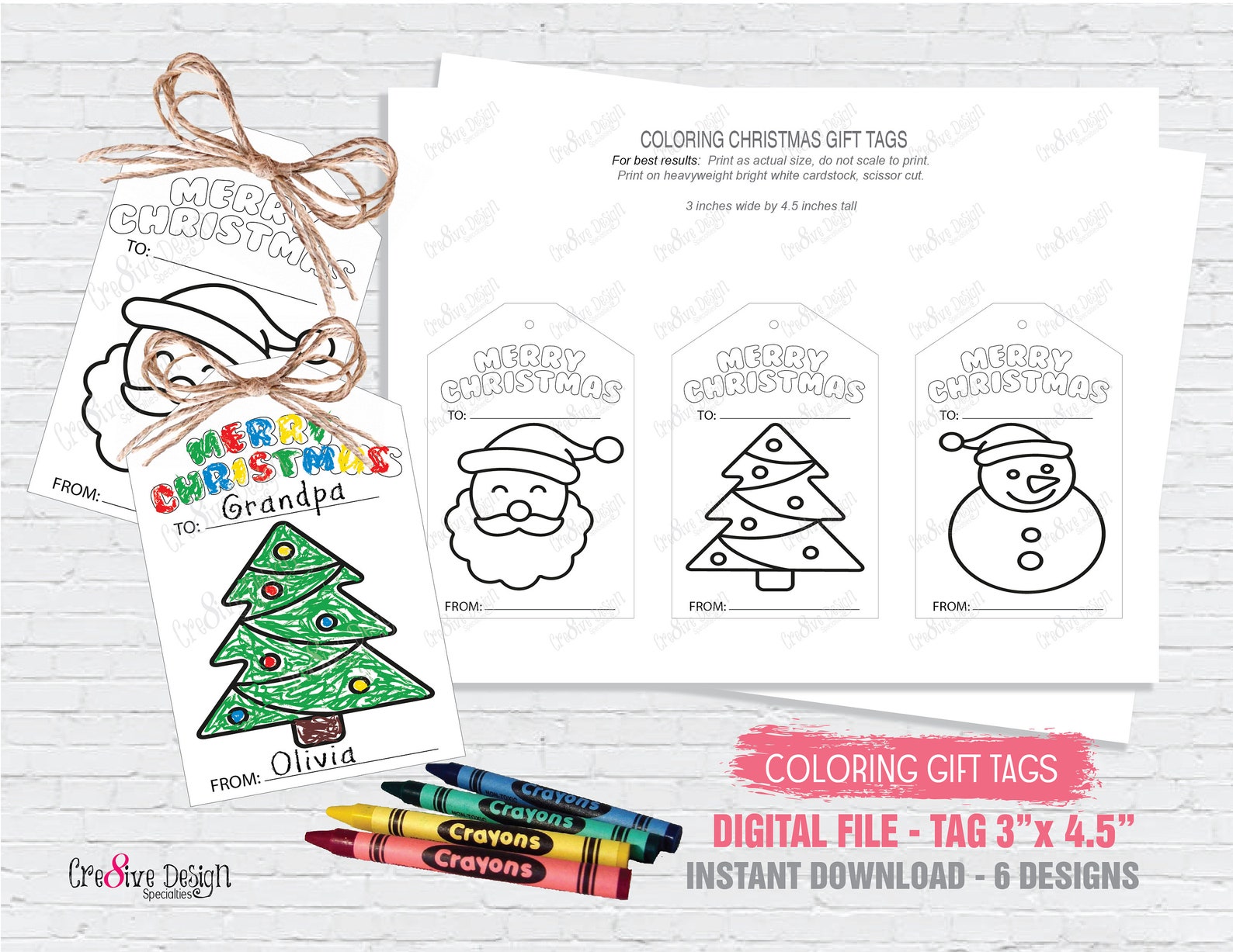 Coloring Gift Tags for Christmas Gifts Kids Christmas - Etsy