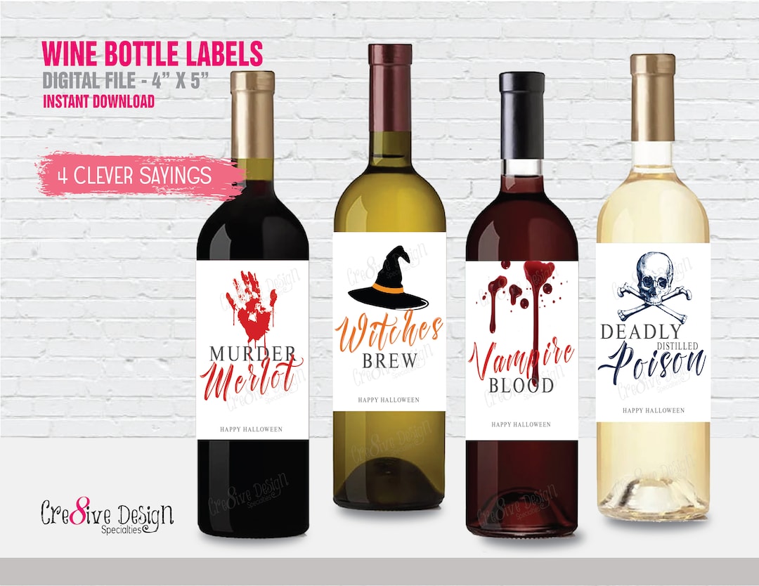 Halloween Party Wine Bottle Labels, Halloween Party Supplies, Halloween ...