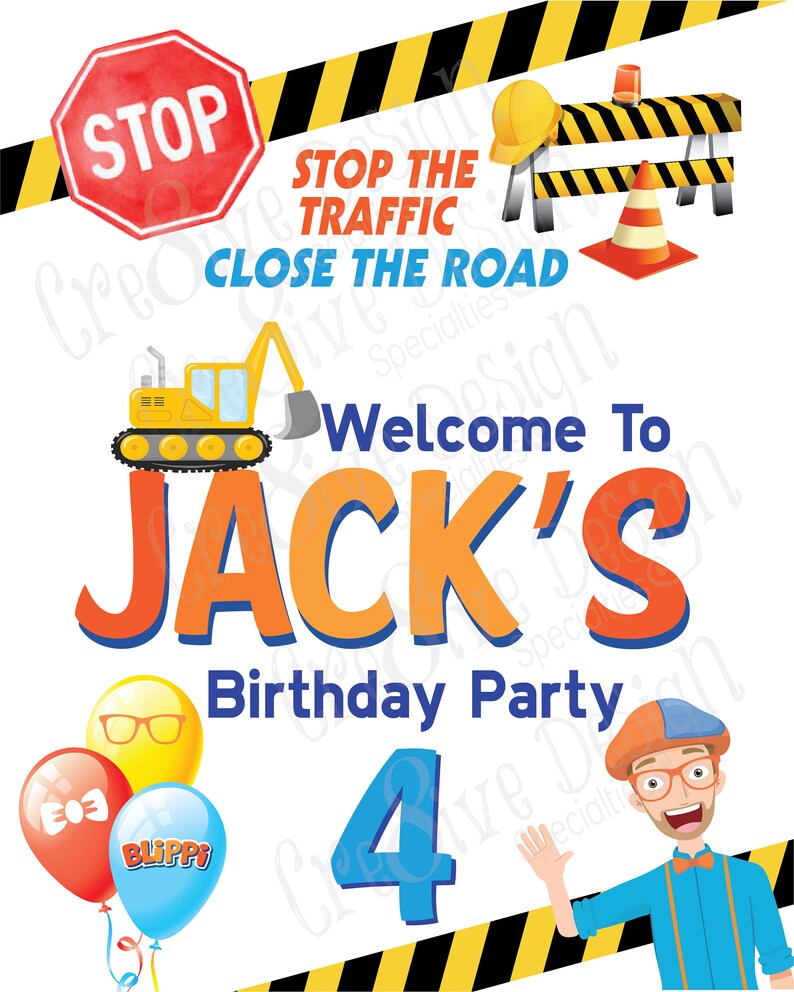 Blippi Welcome Sign Blippi Birthday Blippi Invitation | Etsy