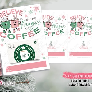 Porte-cartes cadeau café de Noël à imprimer, porte-cartes cadeau de Noël enseignant, cadeau de Noël, appréciation de l'enseignant, téléchargement immédiat