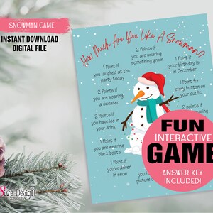 Christmas Game Printable, Snowman Game, How Much Are You Like A Snowman Game, Office Party Game, Icebreaker Game, Instant Download