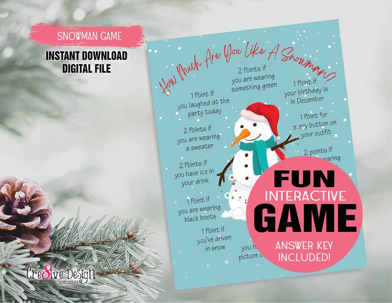 Christmas Game Printable, Snowman Game, How Much Are You Like A Snowman ...