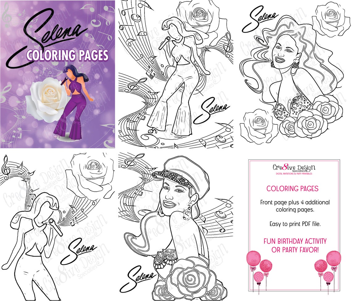 SELENA QUINTANILLA Printable Coloring Pages Selena Etsy