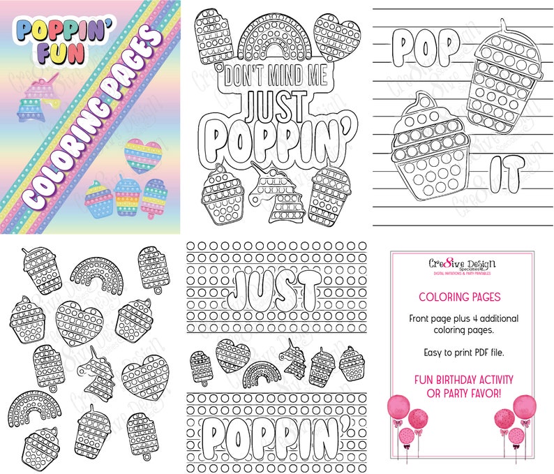 POP IT Coloring Pages Pop It Party Favors Pop It Coloring - Etsy