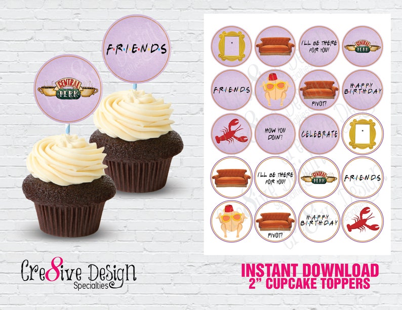 Joey Friends cake and cupcake toppers Personalised Ross Central Perk Monica