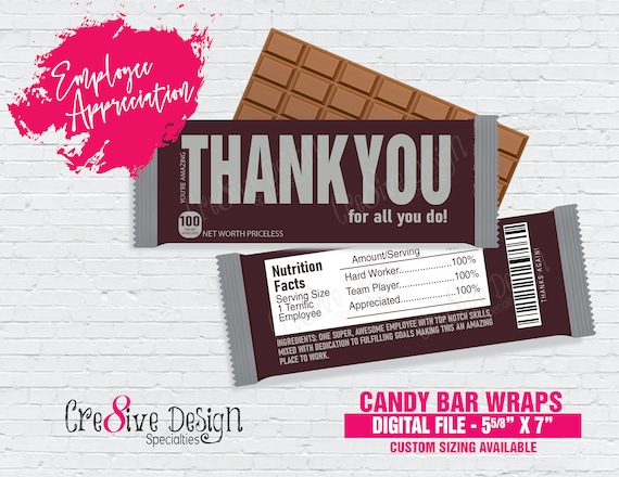 THANK YOU Employee Appreciation Hershey Bar Wrap Employee | Etsy